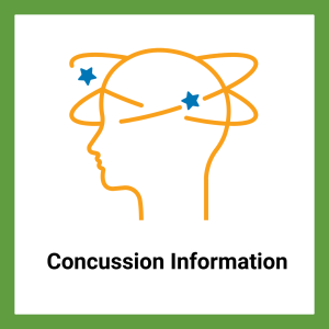 An icon of a head with stars around it with "Concussion Information"