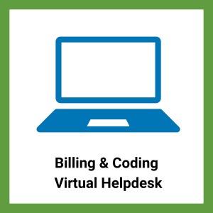 an icon of a computer with "Billing and Coding Virtual Helpdesk"