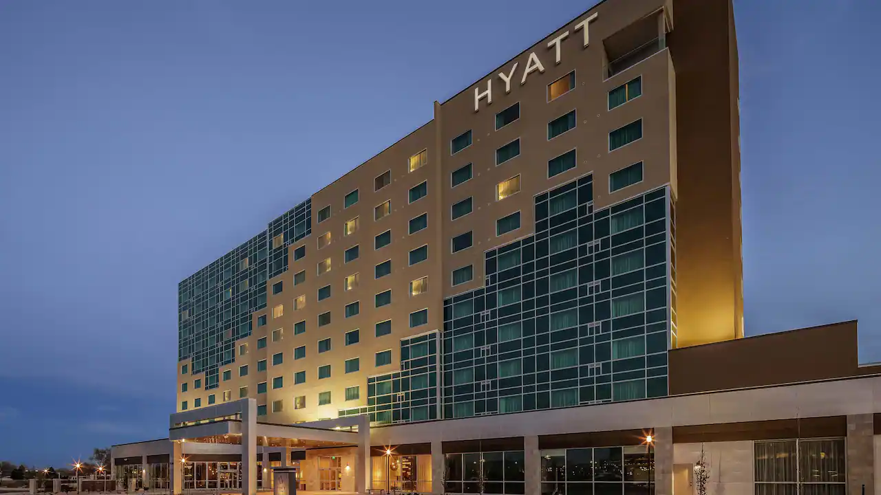 A photo showing the exterior of the Hyatt Regency